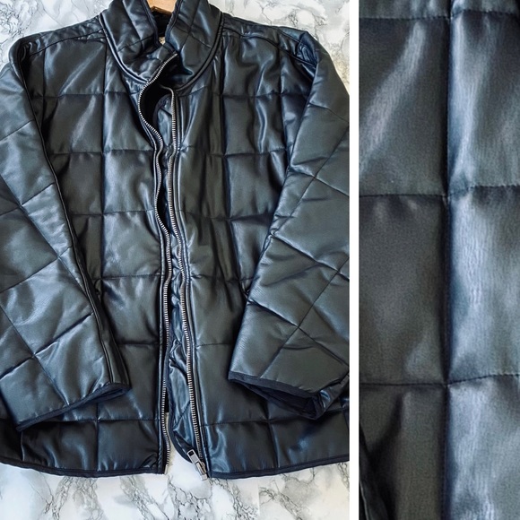 NWT Free People Quilted Vegan Leather Bomber Jacket in Black - Picture 10 of 16